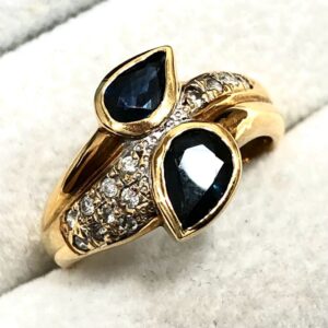 K18 18金 トパーズ 1.55ct ダイヤ 0.14ct リング