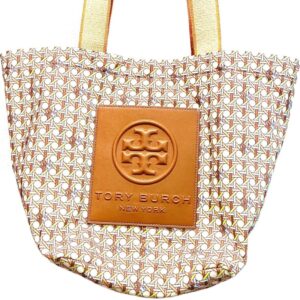 TORY BURCH　プリントトートバッグ　バターミルクバスケットウィーブ　82288