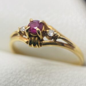 K18 ルビーメレダイヤモンド付きリング