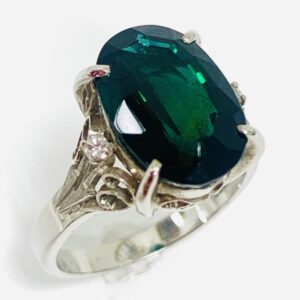 K14WG トルマリン＆メレダイヤ付リング