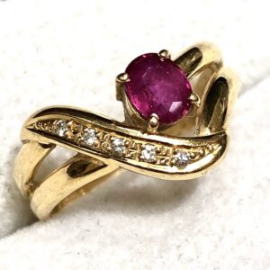 K18 18金 ルビー 0.4ct ダイヤ 0.03ct リング