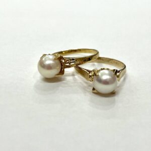 K18 18金 パール付き リング 2点