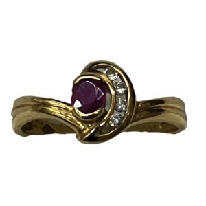 K18 18金 ルビー メレダイヤ リング