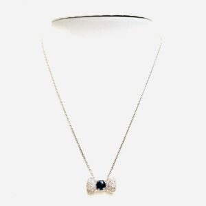 Pt900/Pt850 サファイア0.75ct メレダイヤ0.18ct付 ネックレス