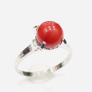 Pt900 サンゴ5ct付リング