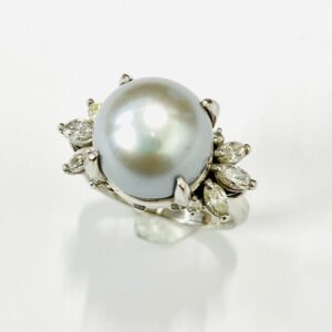 Pt900パール&0.53ctダイヤモンド リング