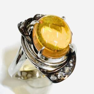 Pt900ベース K18オパール付きリング