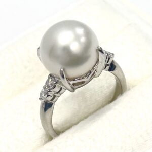 Pt900 プラチナ パール ダイヤモンド付きリング 指輪