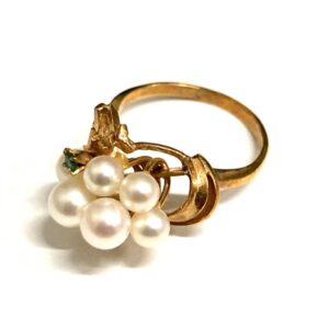K18 18金 パール エメラルド リング