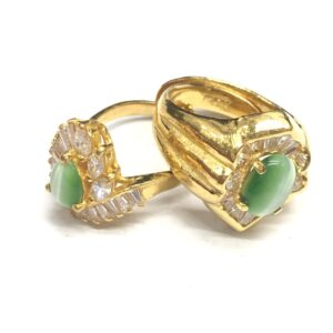 千足金(K22) キャッツアイ メレダイヤモンド リング