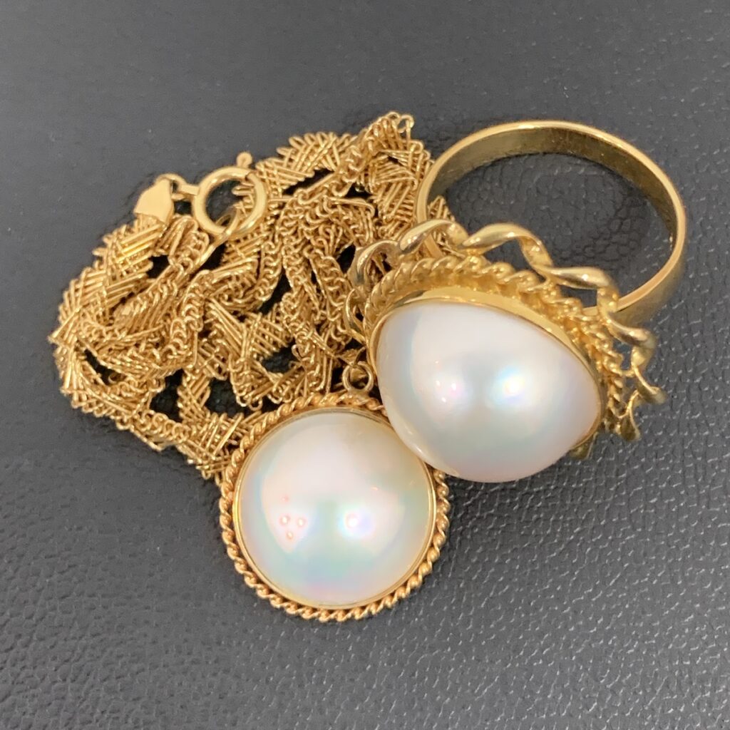 K18真珠付きリング / K18真珠ネックレス トップ