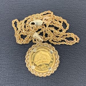 14Kネックレス / トップ(ハワイ金貨1/20oz + フレーム14K)