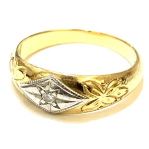 K18/Pt900 メレダイヤ付きリング