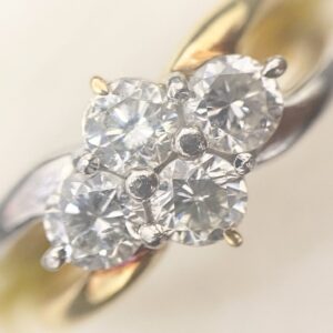 K18Pt900リング ダイヤ付き