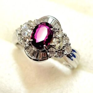 Pt900 プラチナ ルビー ダイヤ リング 指輪