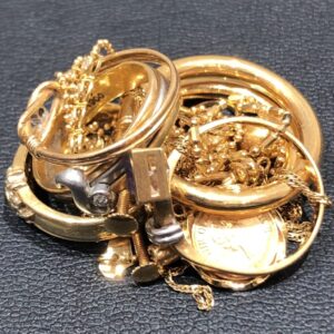 K18 / 金ベース / リング チェーン イヤリング