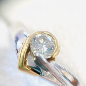 K18 Pt900 コンビリング ダイヤモンド0.25ct