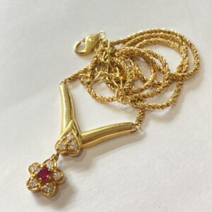 K18 メレダイヤモンド ルビー 付き ネックレス