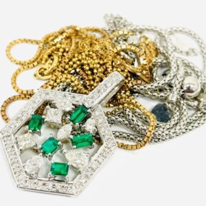 Pt900 K18 エメラルド メレダイヤモンド ネックレス トップ ジュエリーアクセサリーおまとめ