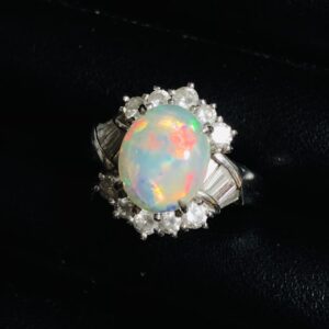 Pt900 オパール メレダイヤ リング