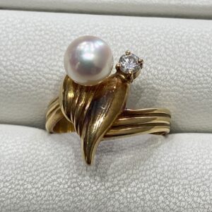 K18パールメレ付きリング