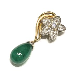 K18 Pt900 コンビ エメラルド ネックレストップ
