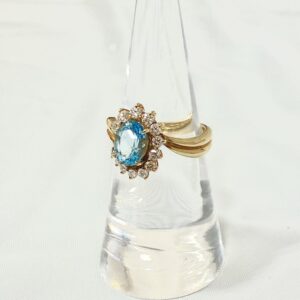 K18 アクアマリン メレダイヤ リング