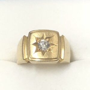 K18 ダイヤモンド付き印台リング