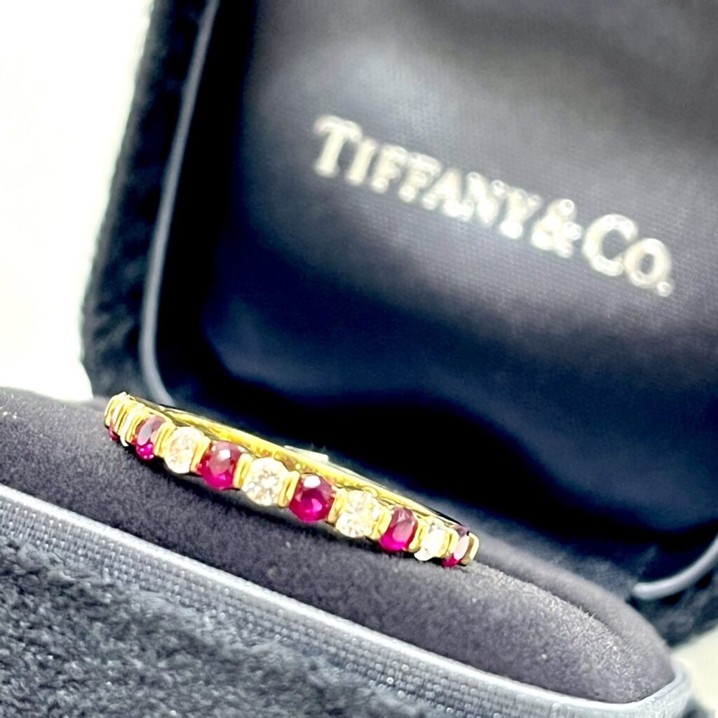 Tiffany&Co. ティファニー ルビー ダイヤモンド付き ハーフエタニティー リング