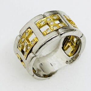 K18/Pt900コンビ メレダイヤ付きリング