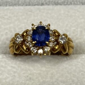 K18リング サファイア0.64ct ダイヤモンド0.31ct