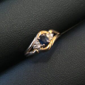 K18 サファイアメレダイヤ付きリング
