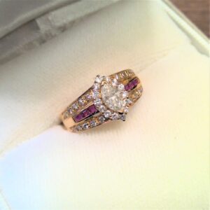 K18 ダイヤ ルビー付き リング