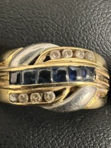 Pt900 K18 プラチナ 金コンビ 石付 リング