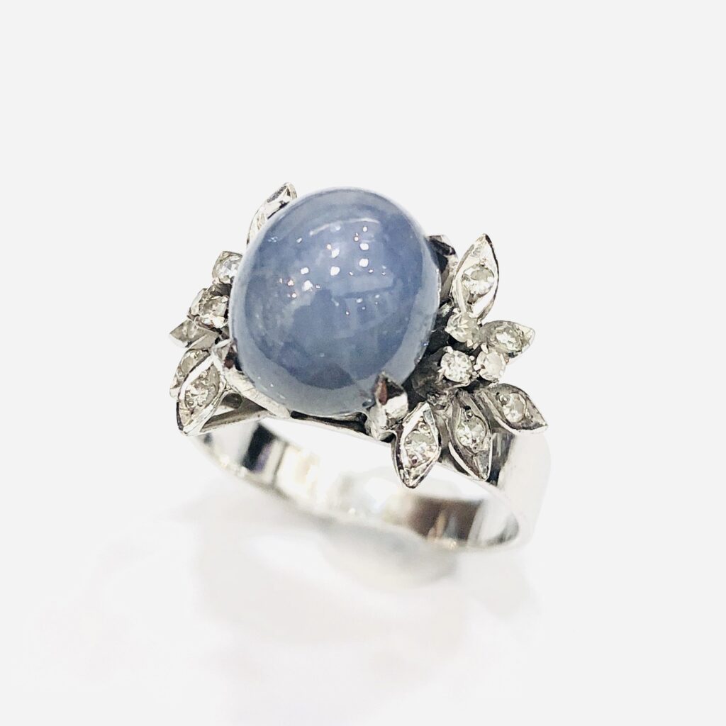 Pt850 スターサファイア2ct メレダイヤ0.08ct 付リングの買取実績  