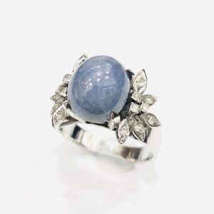 Pt850 スターサファイア2ct メレダイヤ0.08ct 付リング