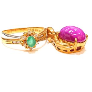 K18 Pt900 カラーストーン ジュエリー