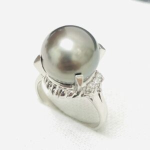 PT900 Pt プラチナ 黒蝶パール リング アクセサリー