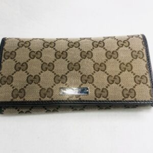 GUCCI グッチ 二つ折り長財布 キャンバスレザー
