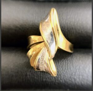 K18/Pt900 メレダイヤ 付き リング