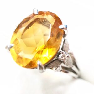 Pt900 プラチナ シトリンリング 指輪