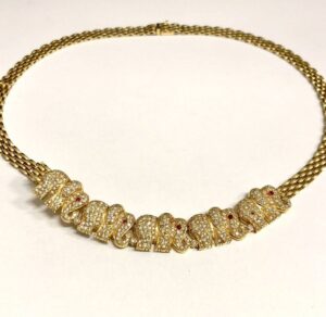 K10 メレダイヤ・ルビー付きネックレス