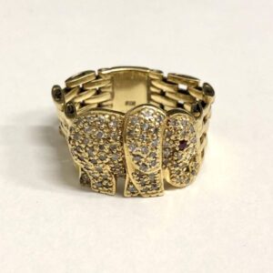 K18 18金 メレダイヤ・ルビー付きリング