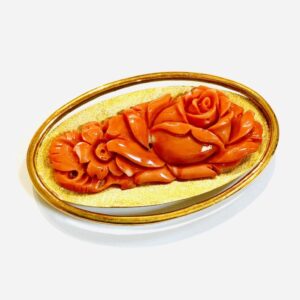 K18 18金 珊瑚 帯留め