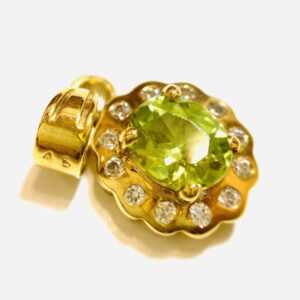 K18 トルマリン&メレダイヤ付きトップ