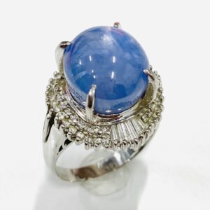 Pt900 サファイア1.705ct＆メレダイヤ0.57ct付きリング