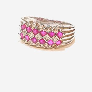 Pt900 ルビー メレダイヤ付き リング