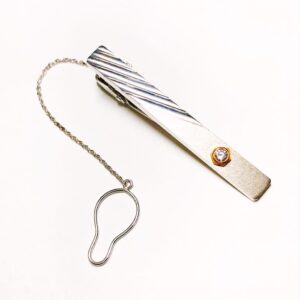 K14WG 0.1ct ダイヤモンド付きネクタイピン