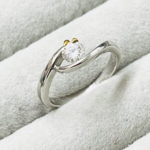 Pt900ベースK18 ダイヤモンド0.3ct付きリング