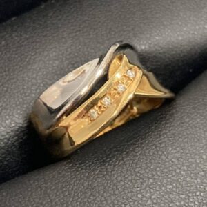 K18 Pt900 メレダイヤ付き コンビネーションリング